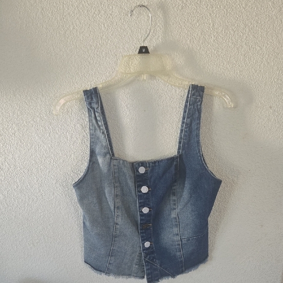 Sincerely Jules Two-Tone Denim Crop Top - Picture 6 of 6